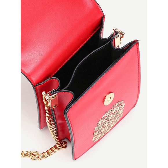Red&Gold Sequin PINEAPPLE Shoulder Bag - Picture 3 of 5